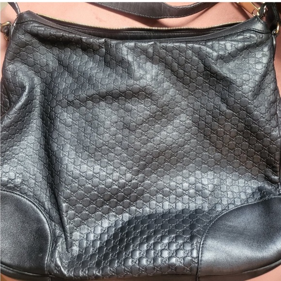 Authentic GUCCI -BLACK LEATHER- Bree soft Microguccissima Margaux leather Hobo - Picture 6 of 10